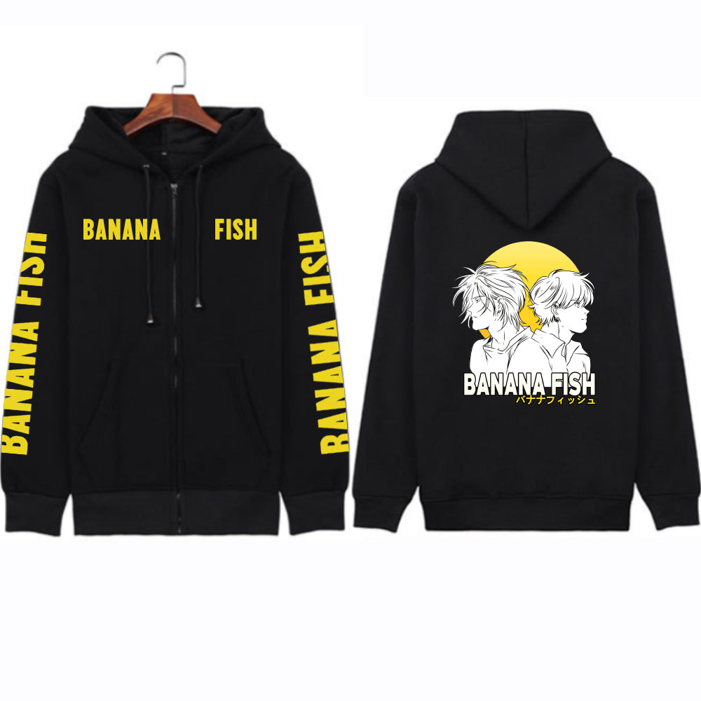 Anime Banana Fish Hoodie Zipper Tops Long Sleeve Winter streetwear Jacket