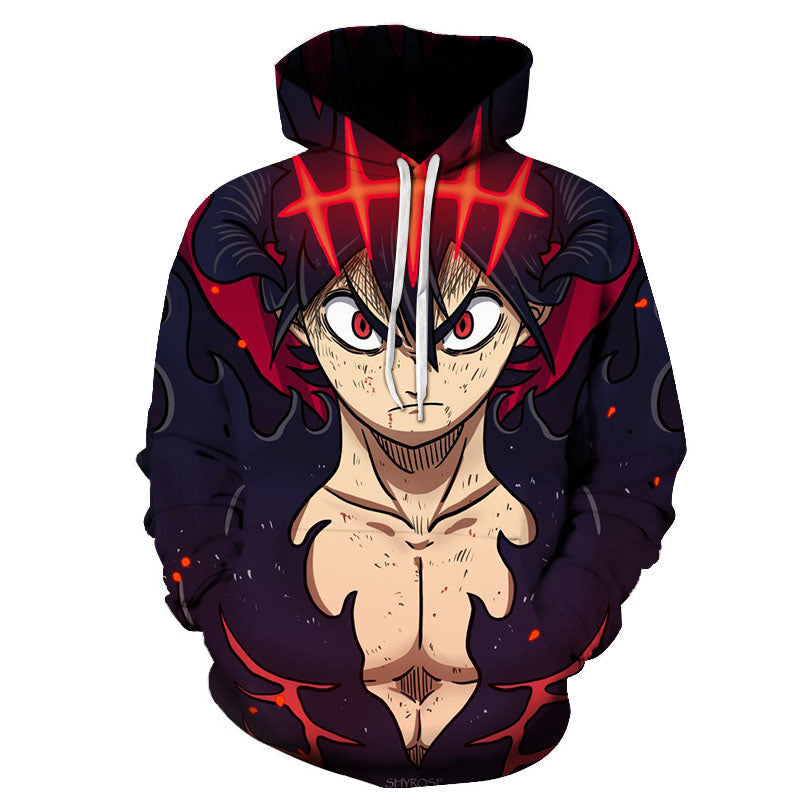 Anime Black Clover Asta Long Sleeve Pullover Hoodie Hip Hop Street Sweatshirt