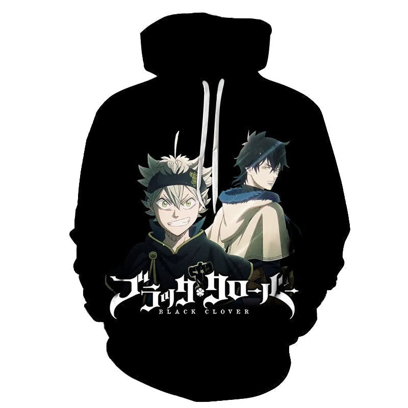 Anime Black Clover Asta Yuno Grinbellor Print Pullover Hoodie Hip Hop Street Sweatshirt