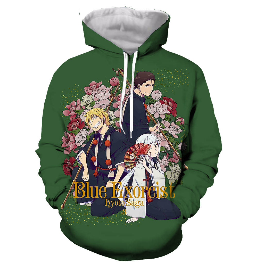 Anime Blue Exorcist 3D Printed Hoodie Fashion Pop Casual Streetwear Pullover Hoodie