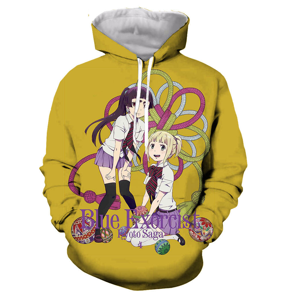 Anime Blue Exorcist 3D Printed Hoodie Pop Casual Streetwear Pullover Sweatshirt