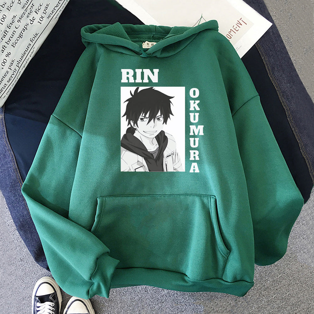 Anime Blue Exorcist Printed Rin Okumura Hoodie Long Sleeve Sweatshirt