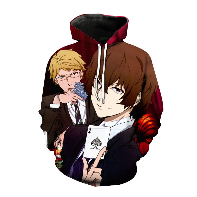 Anime Bongou Stray Dogs 3D Printed Dazai Osamu Hoodies Oversized Hoodie Pullover Jumper