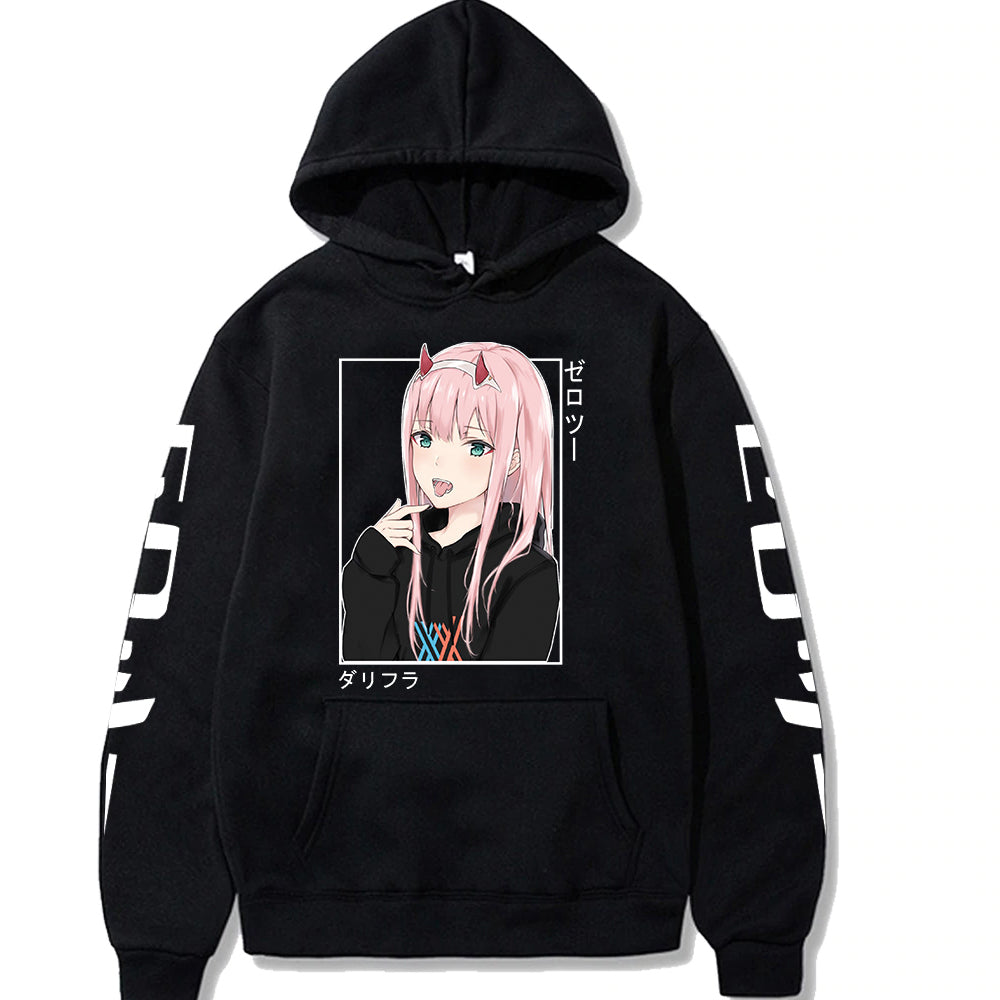 Anime Darling In The Franxx Zero Two Hoodies Casual Streetwear Graphic Sweatshirts