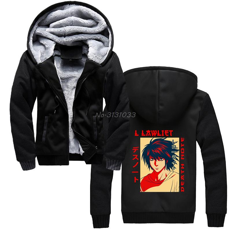 Anime Death Note Manga Hoodie Men Winter Thicken Warm Sweatshirt Hooded Jacket