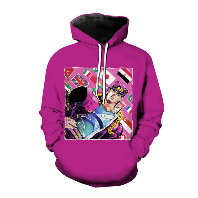 Anime JOJO's Bizarre Adventure 3D Hoodies Casual Oversized Pullover Sweatshirt