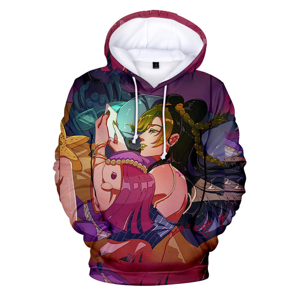 Anime JOJO's Bizarre Adventure Jolyne Cujoh Print Hoodies Casual Oversized Sweatshirts Pullover Streetwear Clothes