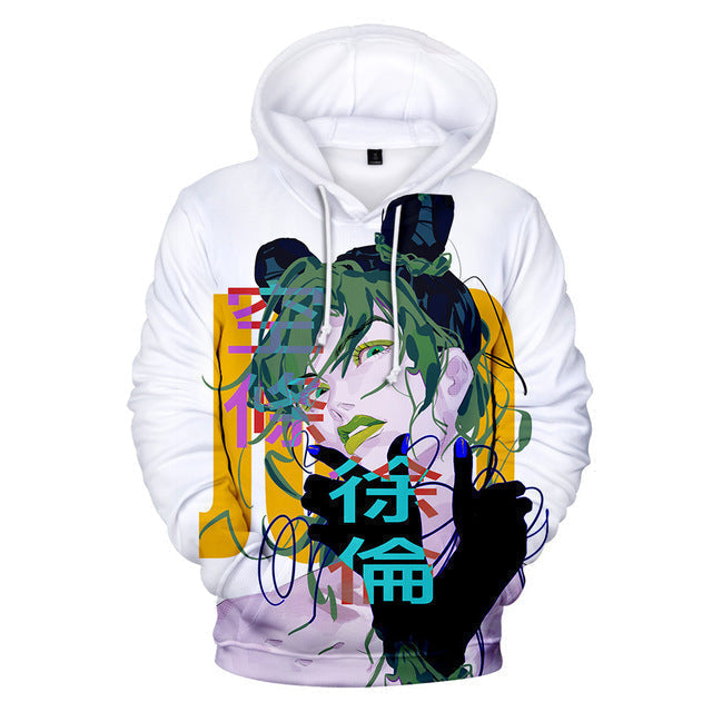 Anime JOJO's Bizarre Adventure Jolyne Cujoh Print Hoodies Casual Oversized Sweatshirts