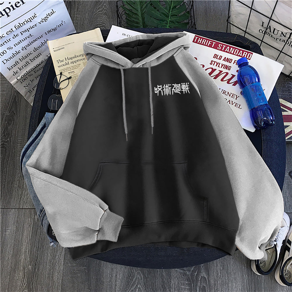 Anime Jujutsu Kaisen Letter Prints Hoodie Fleece Sweatshirt Fashion Oversized Sportswear