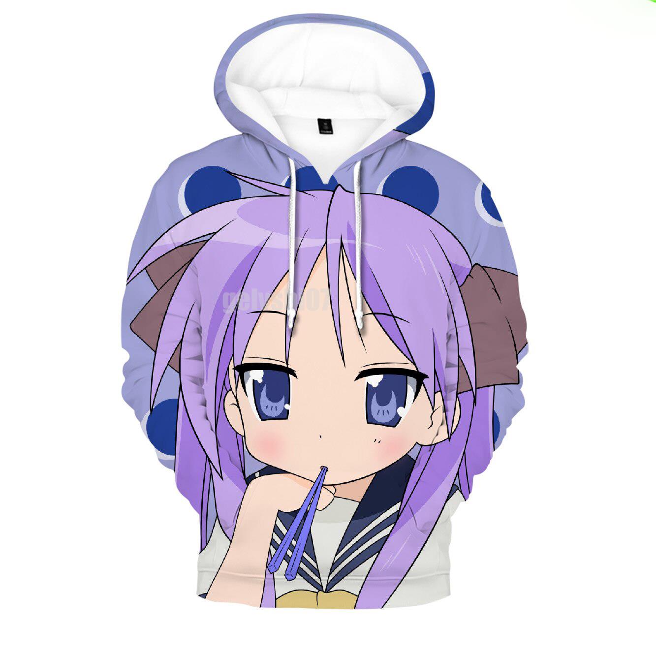 Anime Lucky Star Hiiragi Kagami 3D Printed Hoodie Sweatshirts Streetwear Oversized Hoodies