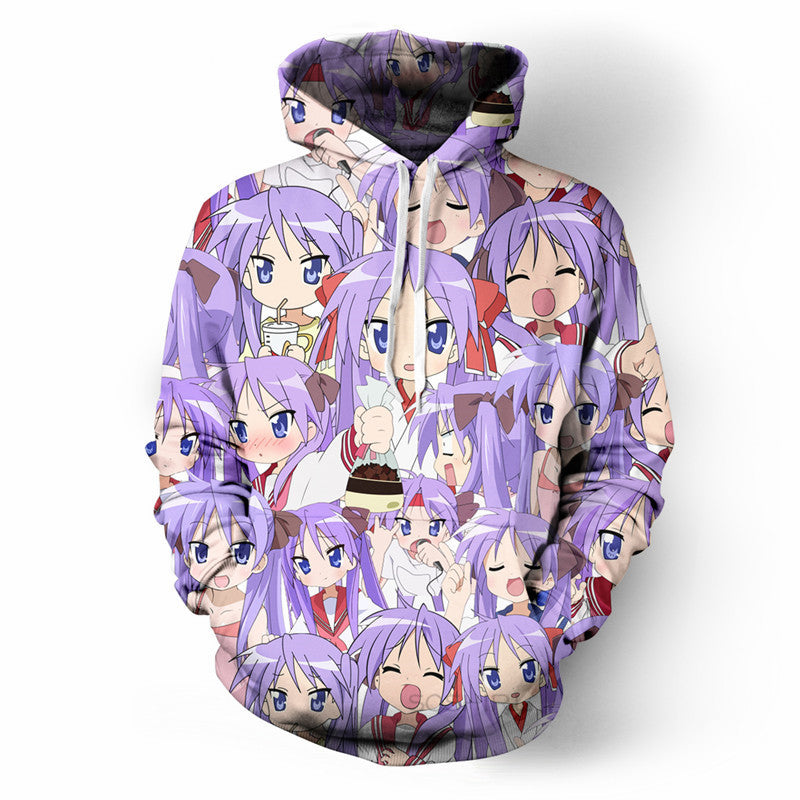 Anime Lucky Star Hiiragi Kagami Unisex Long Sleeve Streetwear Hoodies