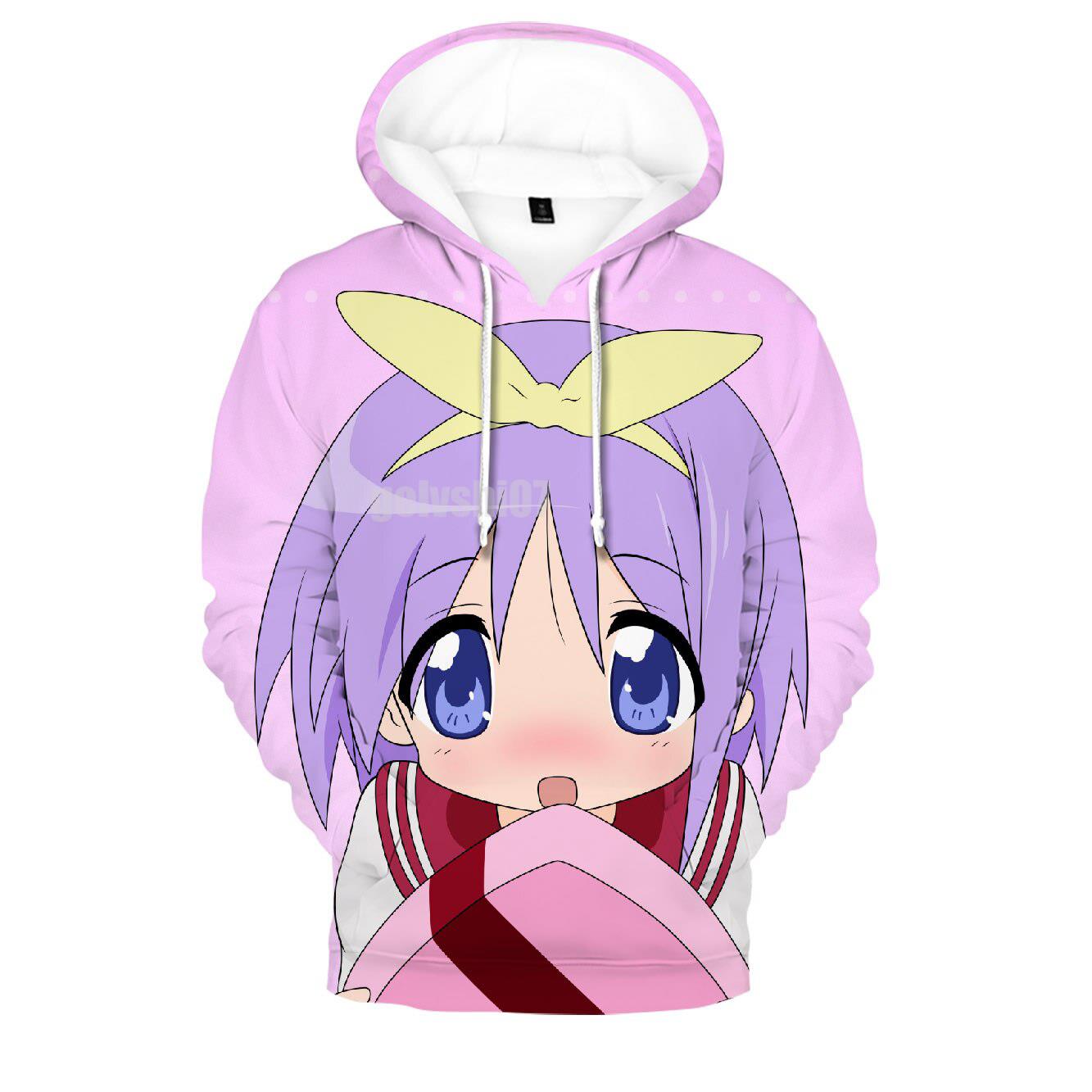 Anime Lucky Star Hiiragi Tsukasa 3D Printed Hoodie Sweatshirts Streetwear Oversized Hoodies