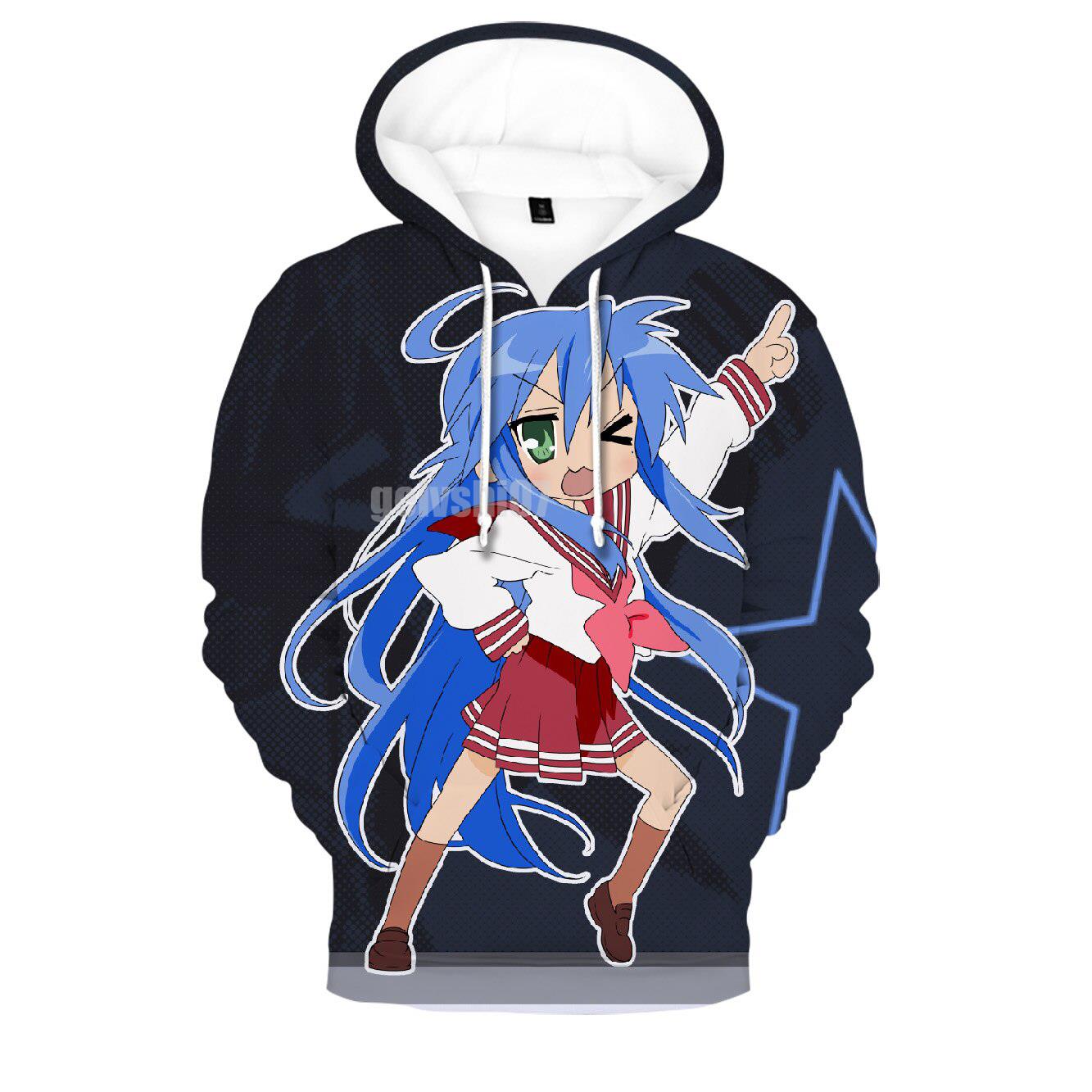 Anime Lucky Star Izumi Konata 3D Printed Hoodie Sweatshirts Streetwear Oversized Hoodies