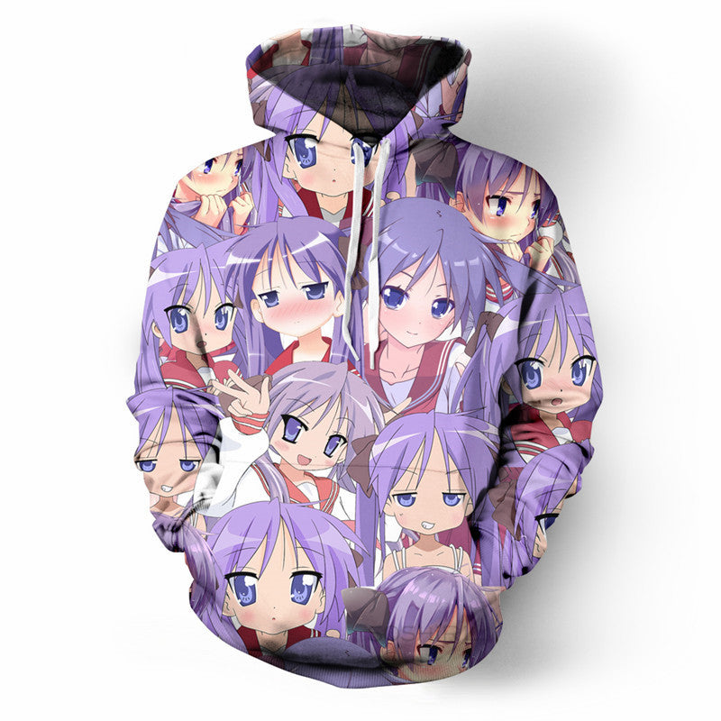 Anime Lucky Star Unisex Hiiragi Kagami Long Sleeve Streetwear Hoodies