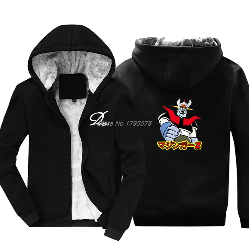 Anime Mazinger Z Hoodie Men Hoody Warm Thicken Sweatshirt Winter Casual Hip Hop Jacket Tops