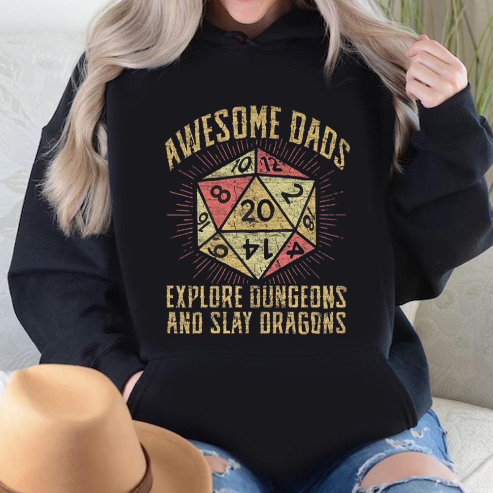 Awesome Dads Explore Dungeons And Slay Dragons Shirt, Gamer Dad Shirt