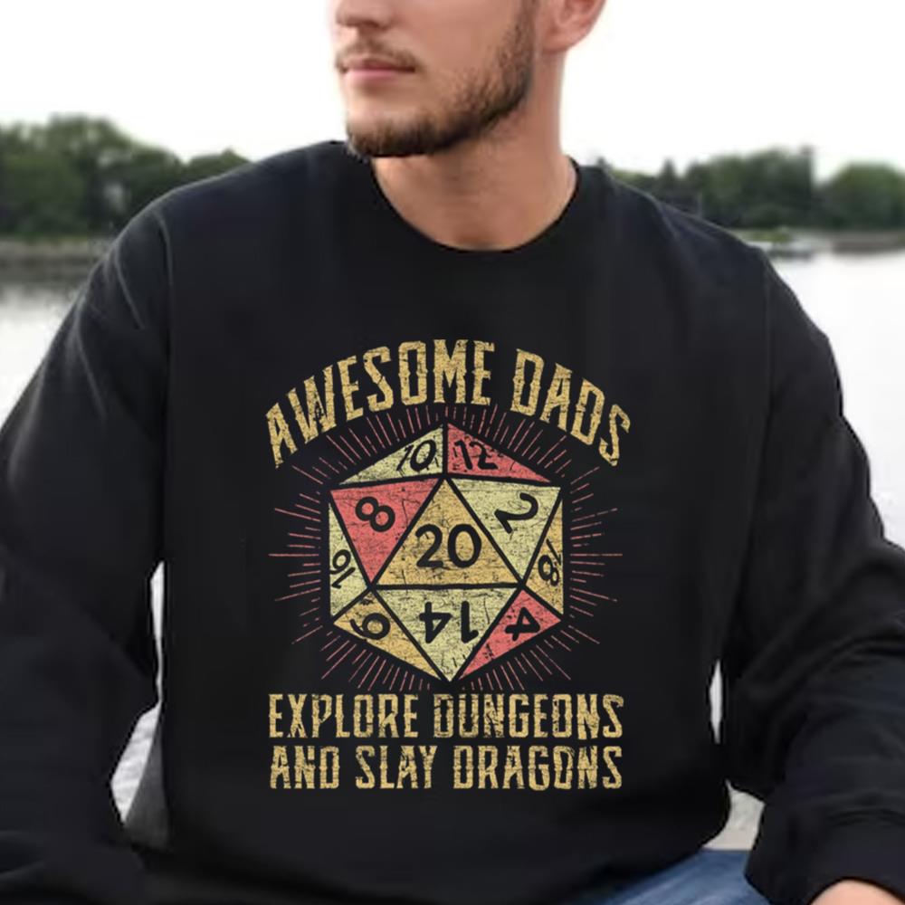 Awesome Dads Explore Dungeons And Slay Dragons Shirt, Gamer Dad Shirt
