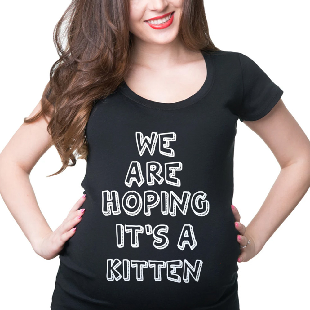 Baby Announcement T-shirt We Are Hoping It's A Kitten Tee Shirt Gift For Pregnant Woman Baby Announcement T-shirt We Are Hoping It's A Kitten Tee Shirt Gift For Pregnant Woman