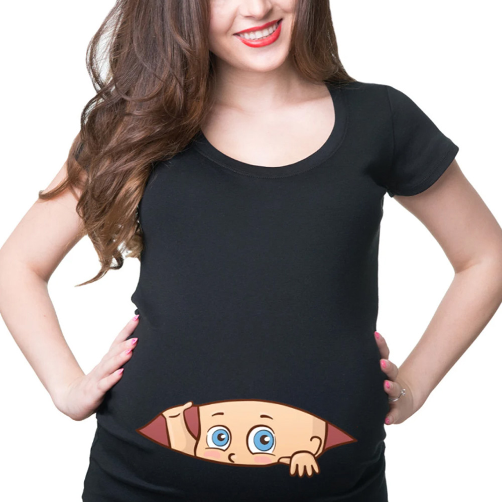 Baby Peeking T-Shirt Pregnancy Shirt Birth Announcement Maternity Tee Shirt