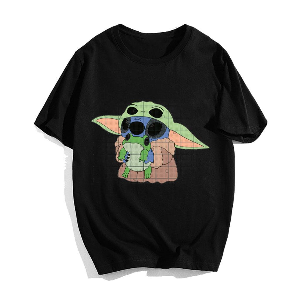 Baby Yoda And Stitch Ohana Stitch Funny Yoda T-Shirt