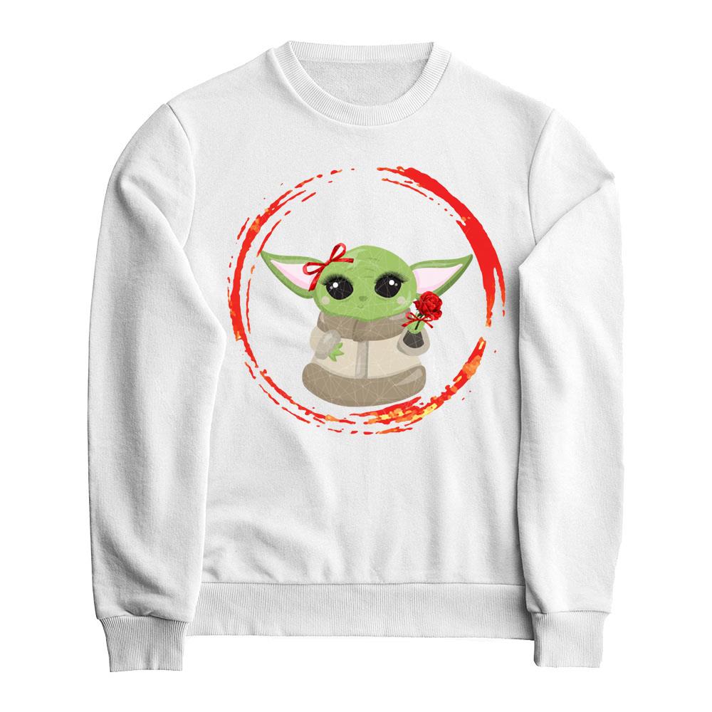 Baby Yoda Girl With Flowers Baby Yoda For Mother's Day Shirt Baby Yoda Birthday Shirt