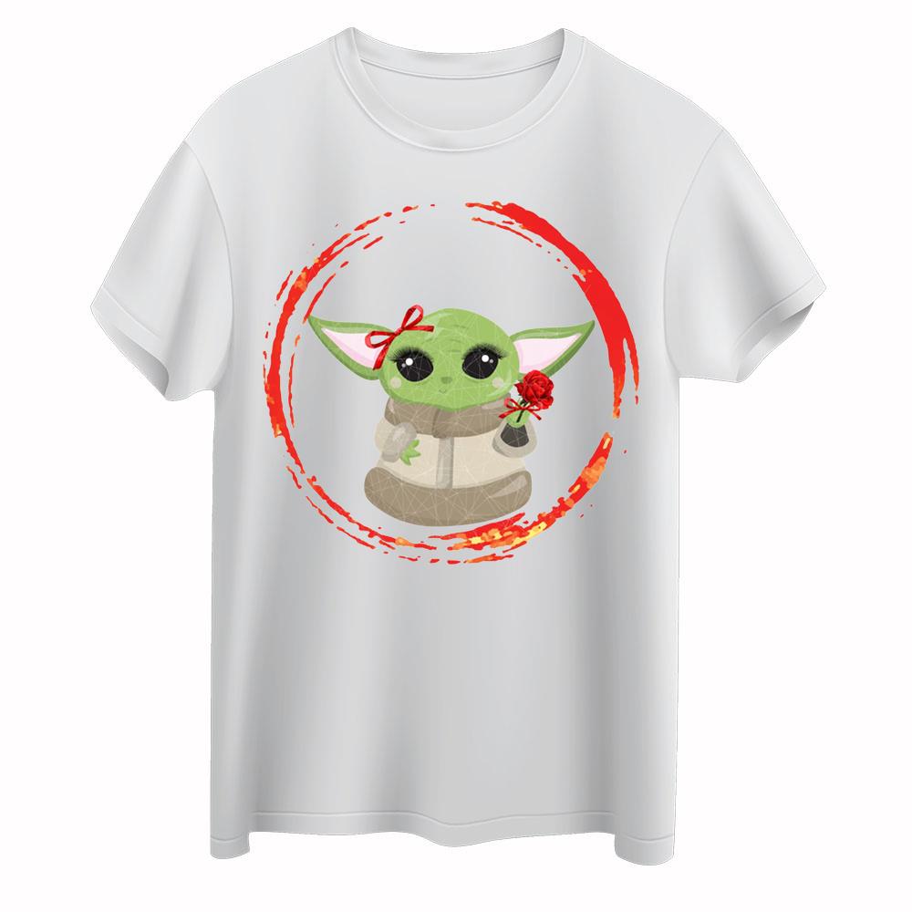 Baby Yoda Girl With Flowers Baby Yoda For Mother's Day Shirt Baby Yoda Birthday Shirt