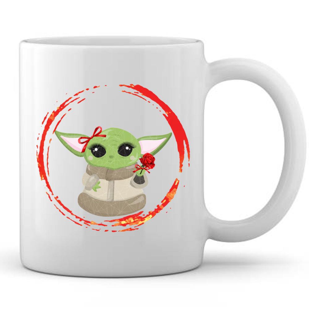Baby Yoda Girl With Flowers Baby Yoda For Mother's Day Shirt Baby Yoda Birthday Shirt