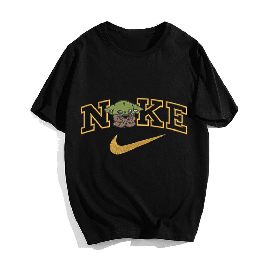 Baby Yoda Nike T-Shirt Swoosh Effect Embroider