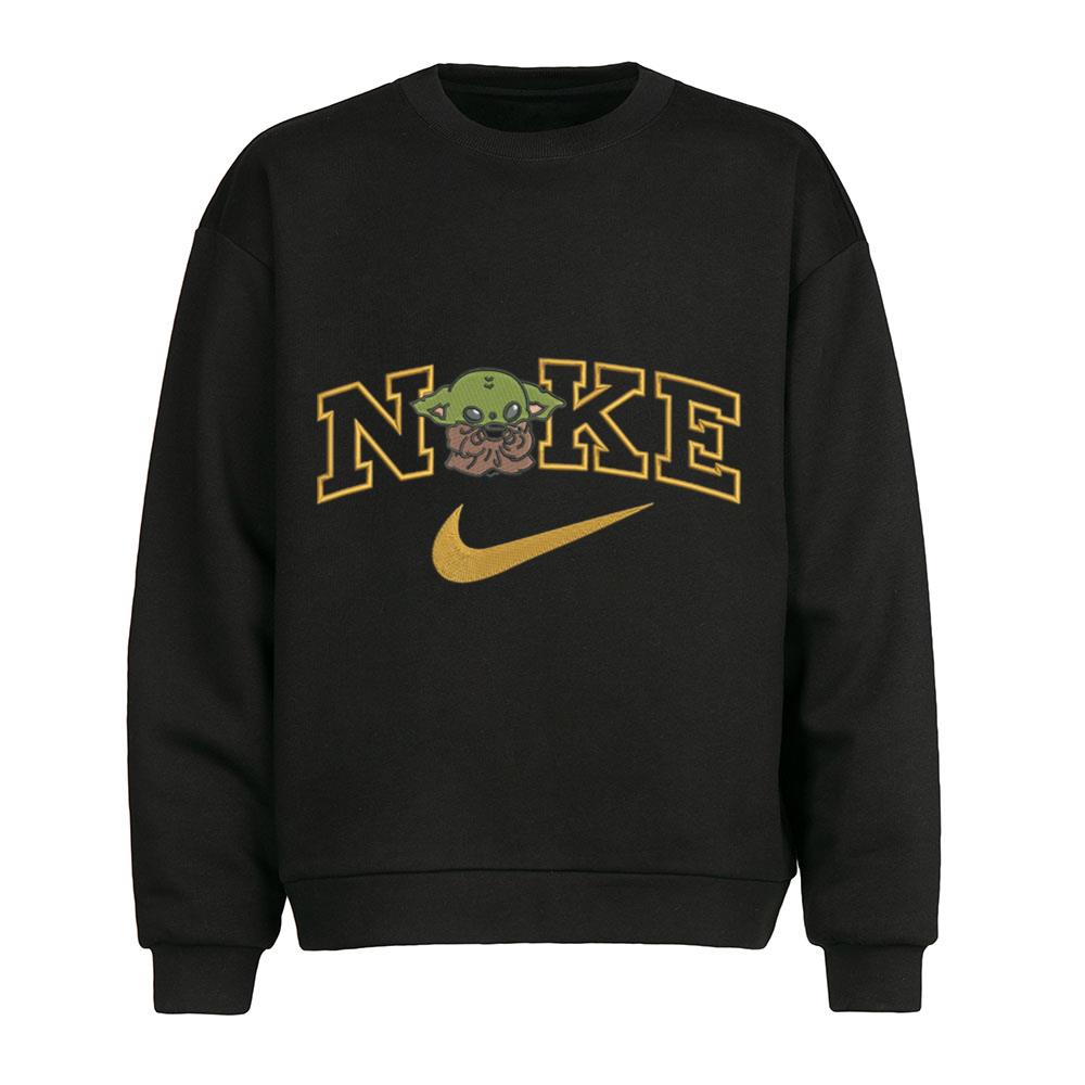 Baby Yoda Nike T-Shirt Swoosh Effect Embroider
