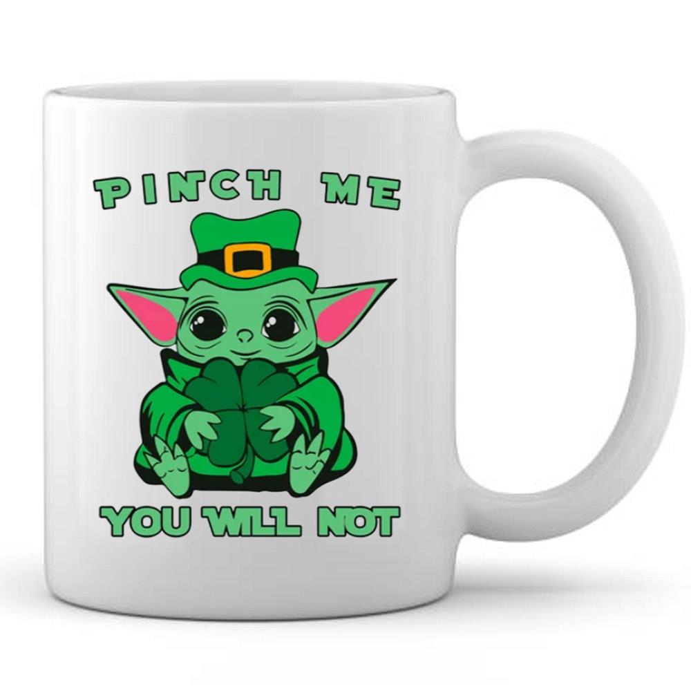 Baby Yoda Pinch Me You Will Not St Patrick’s Day T-Shirt For Mens