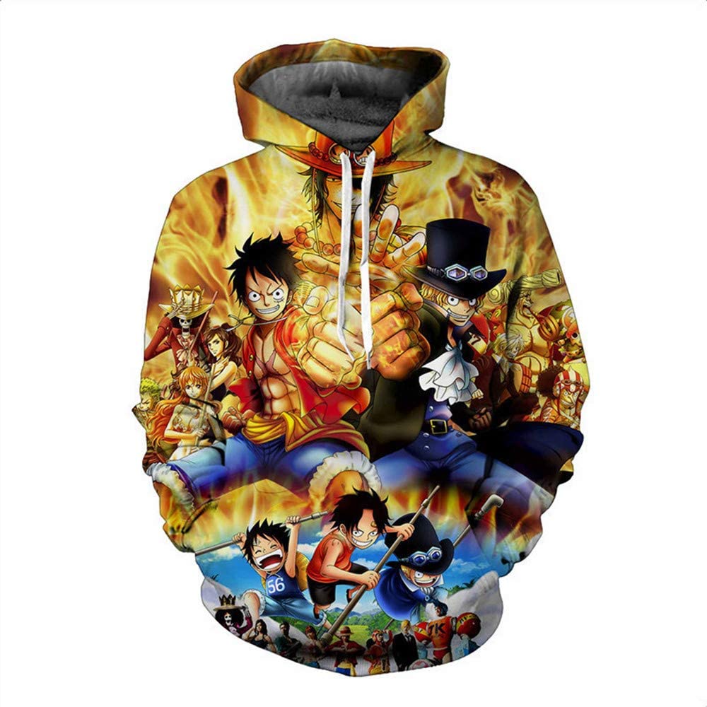 Anime One Piece Monkey D Luffy 3D Hoodies - Cartoon Pullover Sweatshirt