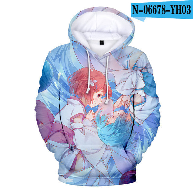 Anime ReZero Starting Life in Another World Rem & Ram Casual Pullover Oversized Hoodies