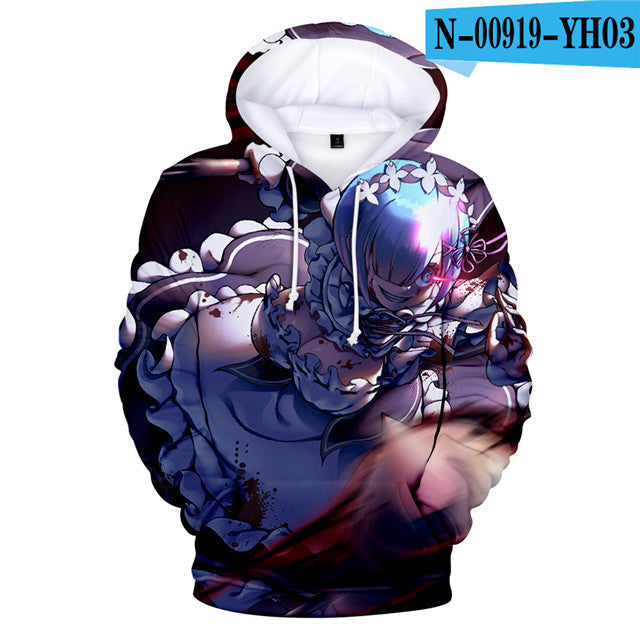 Anime ReZero Starting Life in Another World Rem Casual Pullover Oversized Hoodies