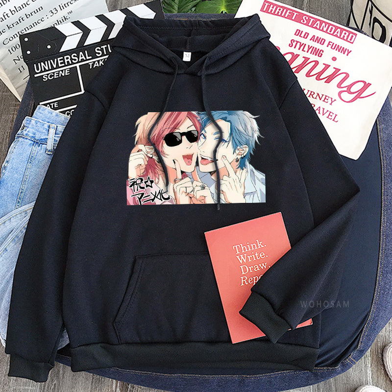 Anime Yarichin Bitch Club Ayato Yuri Tamura Yui Print Hoodies Fashion Manga Casual Long Sleeve Sweatshirt