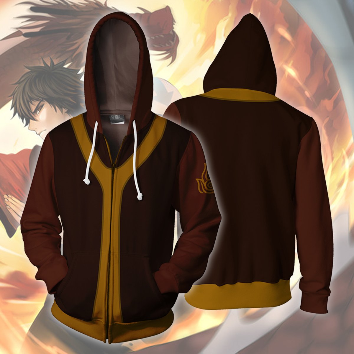 Avatar The Last Airbender Zuko Hoodies - Zip Up Brown Hoodie