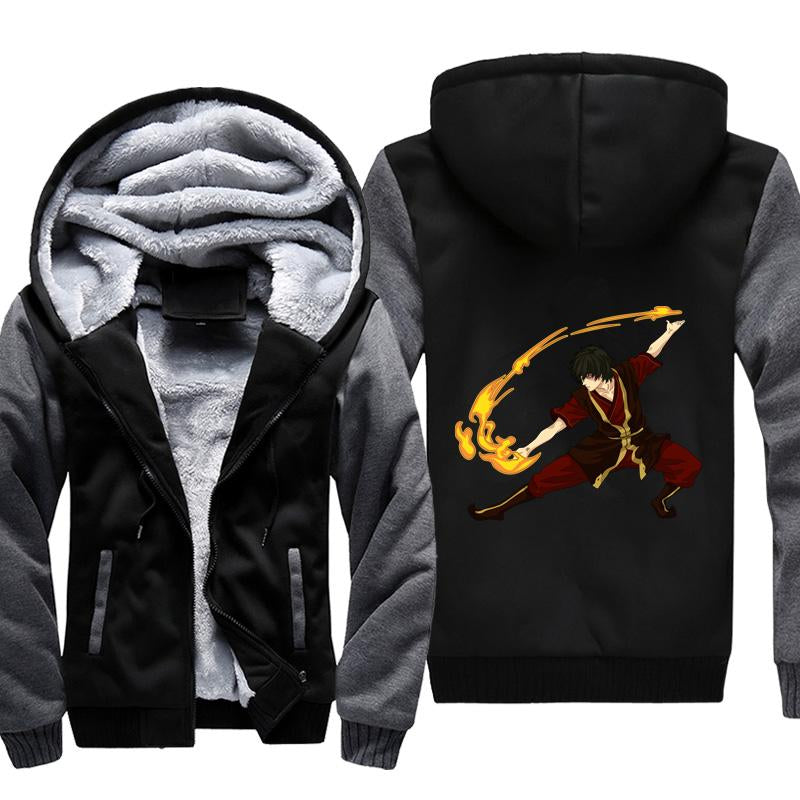 Avatar the Last Airbender Fire Bender Zuko Jacket -  Zip Up Soft Fleece Jackets