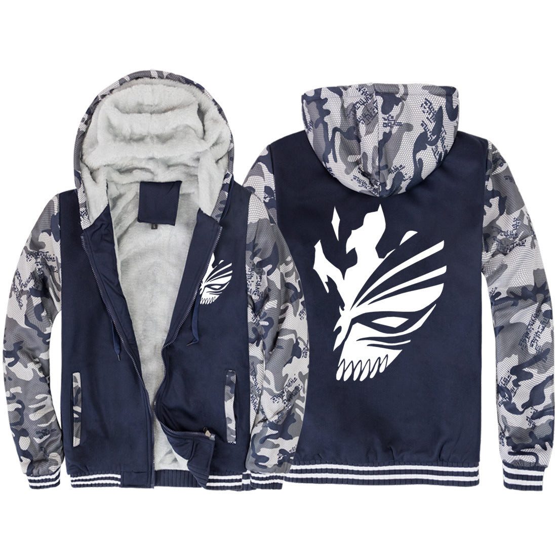 BLEACH Jackets - Solid Color BLEACH Anime Series Kurosaki Ichigo Mask Fleece Jacket