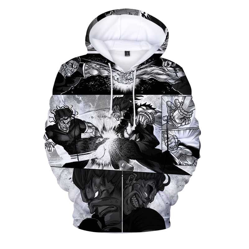 Baki The Grappler Anime Print Hoodies Pullover Oversized Hooded Sweatshirt Casual Clothes