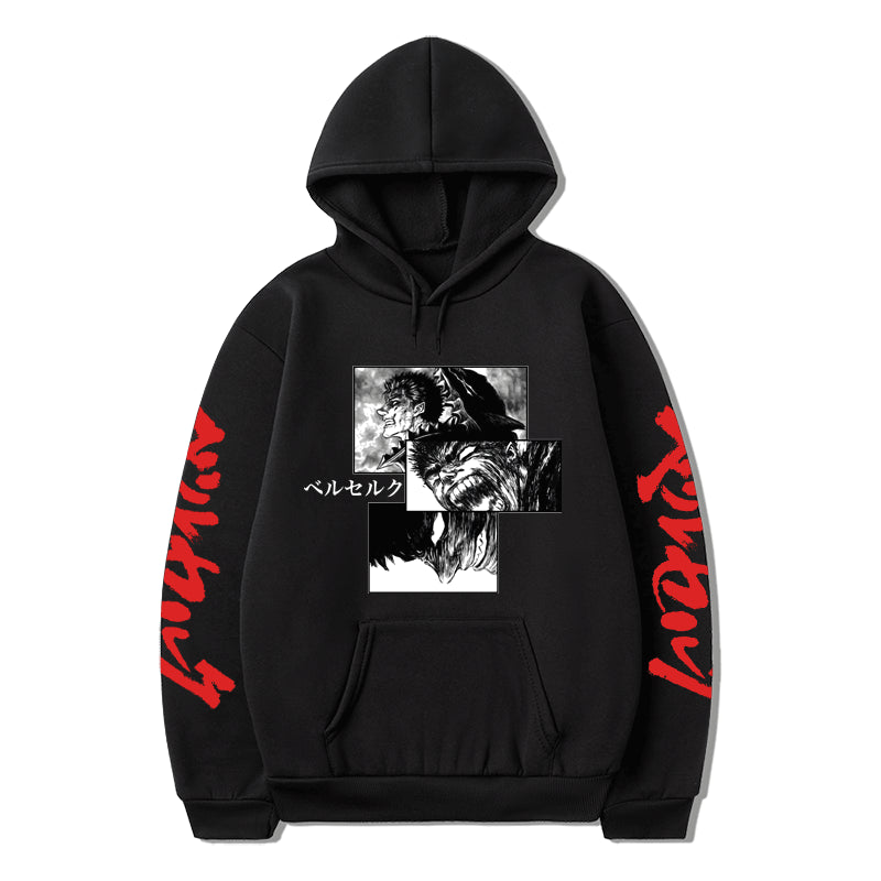 Berserk Hoodie Japanese Anime Print Gothic Sweatshirts Hip Hop Streetwear Pullover