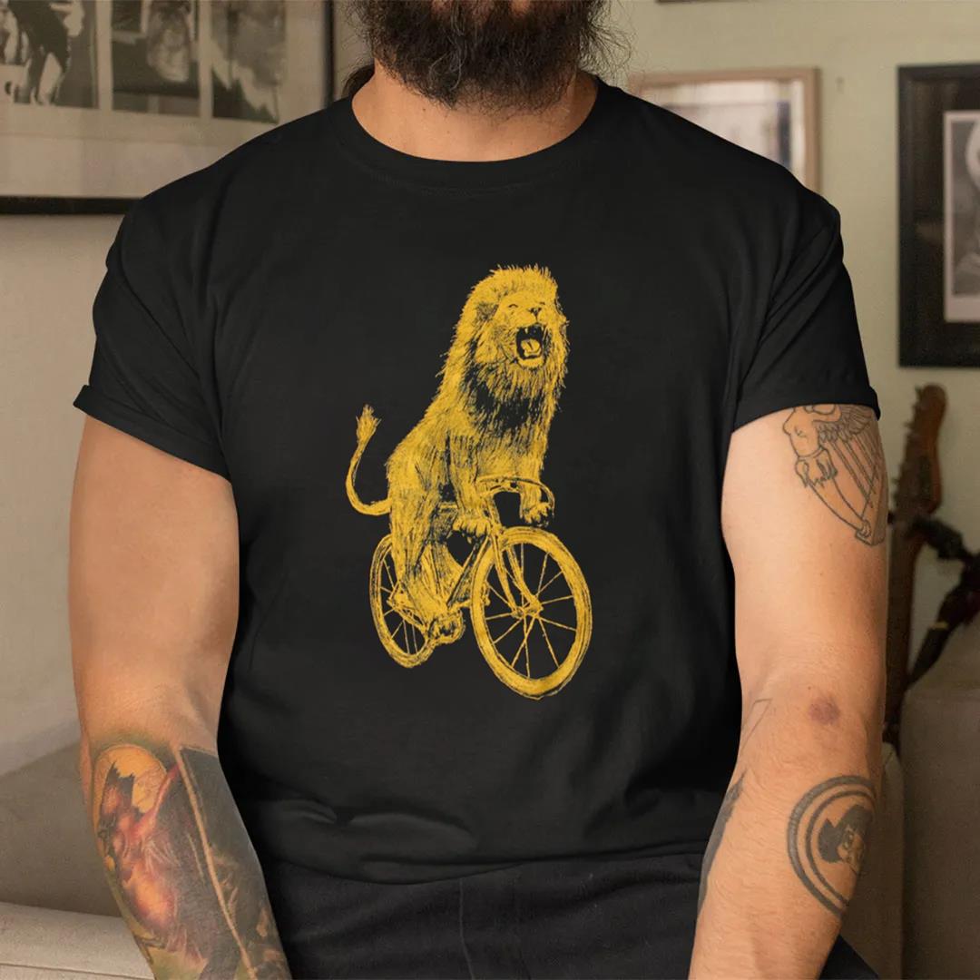 Bicycling Lion Shirt, Lion T-Shirt, Lion Lovers, Bike Shirt