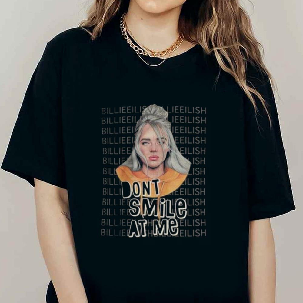 Billie Eilish Merch Black Top Big T-Shirts Billie Eilish Song Lyrics