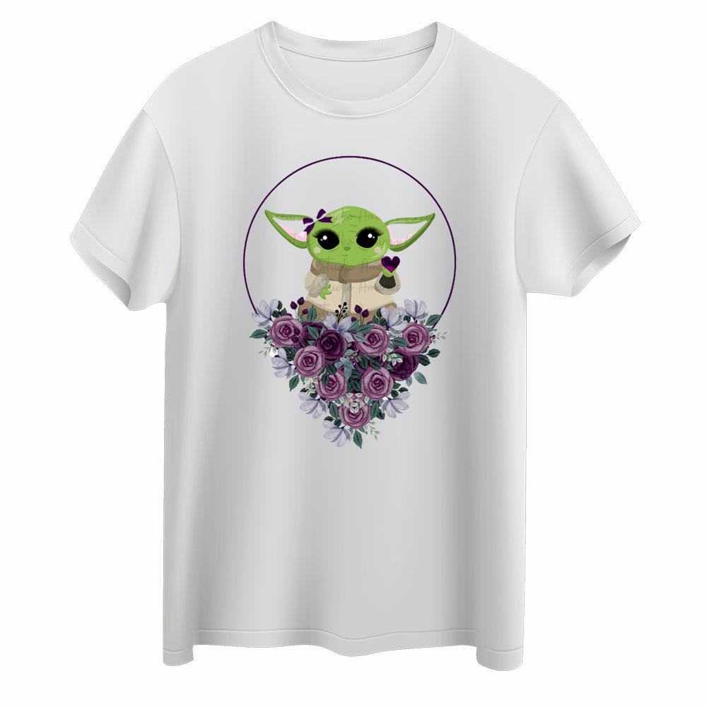 Birthday Girl Shirt, Baby Yoda Girl With Ring Of Flowers Shirt, Star Wars Shirt, Mandalorian Shirt