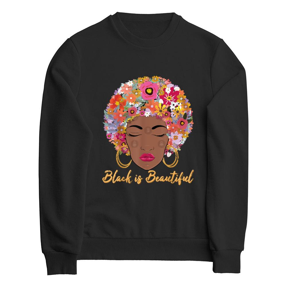 Black is Beautiful Floral Afro Hair African American Juneteenth Tee Shirts