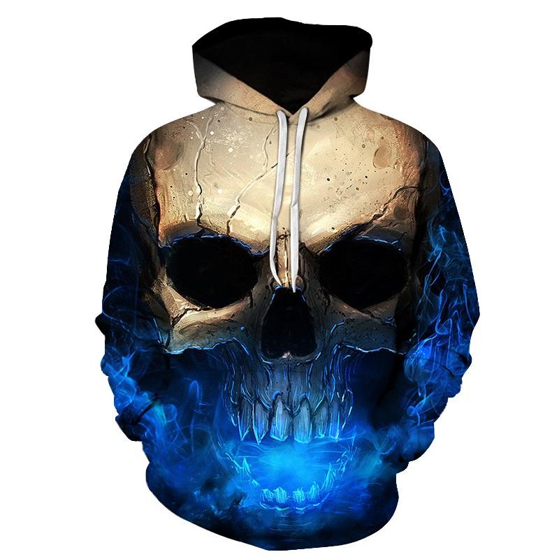 Blue Smoke Skull - Halloween Hoodie