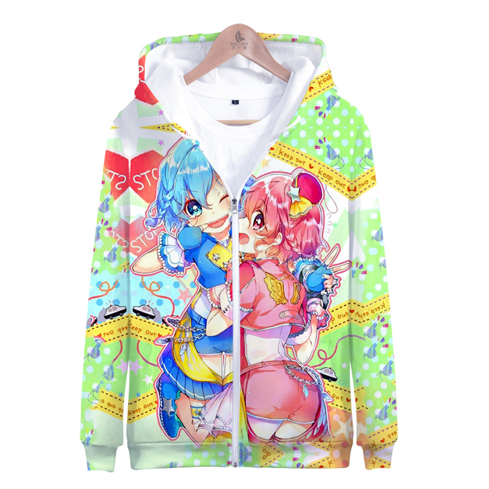 Cartoon Idol Time Pripara 3D Zipper Hoodie - Hooded Zip-Up Pullovers Sweatshirt