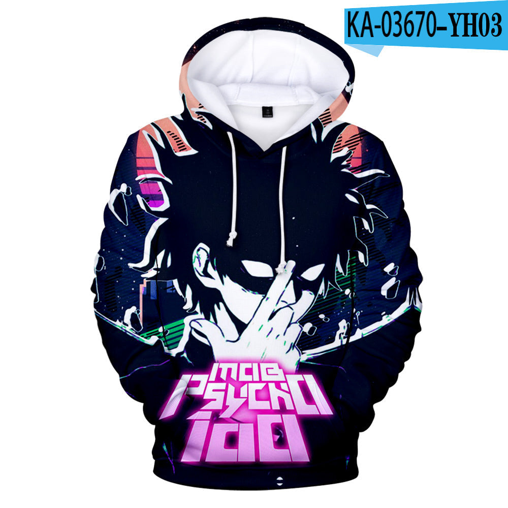 Cartoon Mob Psycho 100 Pullover Hoodies Anime Print Streetwear Hooded Sweatshirt