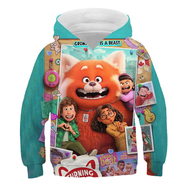 Cartoon Turning Red Hoodie 3D Print Hooded Sweatshirt Casual Pullover