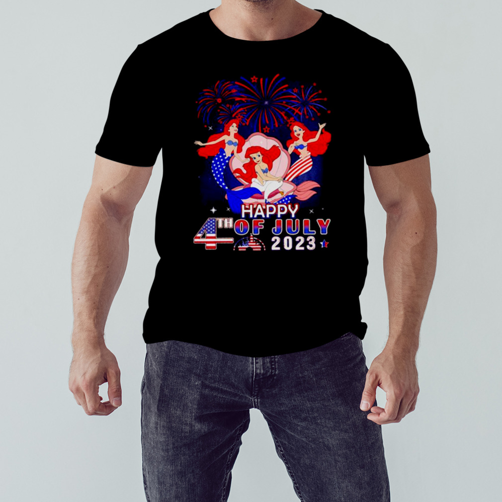 Ariel Mermaid Red Blue Fireworks Happy 4th Of July 2023 Independent shirt 1 Unisex tshirt