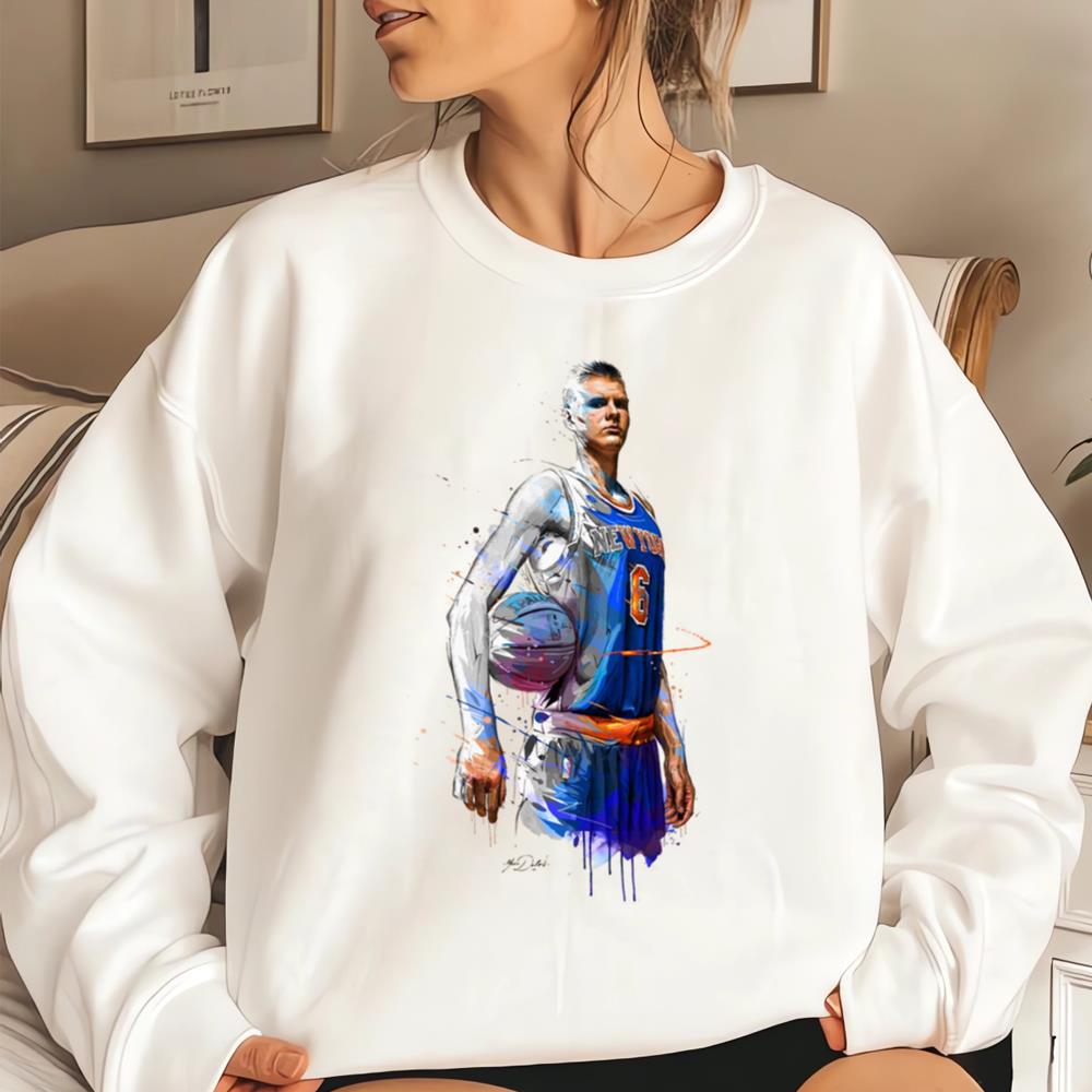 Basketball Kristaps Porzingis New York Knicks Nba All-star Weekend Art, Nba Fashion Illustration T-shirt
