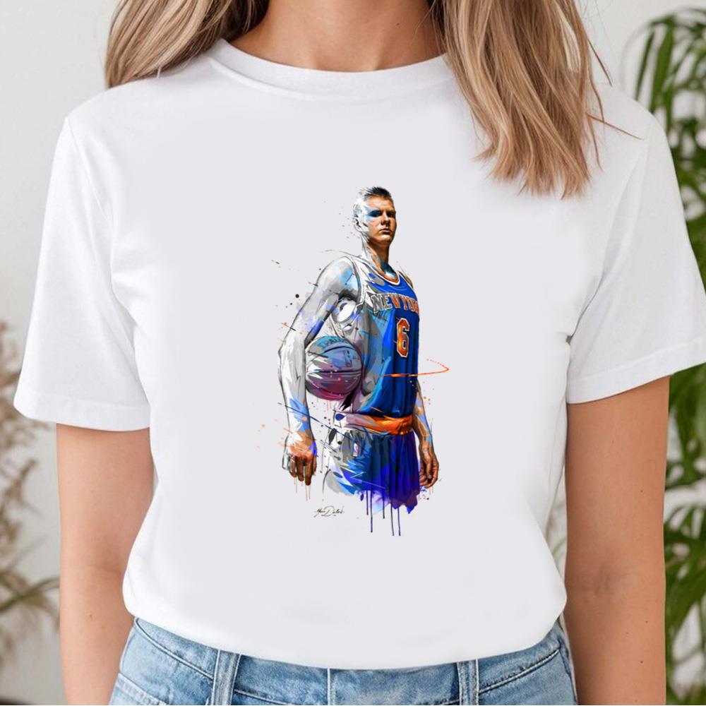 Basketball Kristaps Porzingis New York Knicks Nba All-star Weekend Art, Nba Fashion Illustration T-shirt
